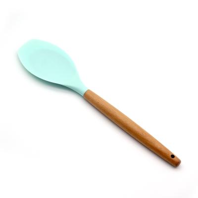 China Sustainable Hot Sale Silicone Spatula Kitchen Care Spatula Silicone Utensil Set With Wooden Handle Tools for sale