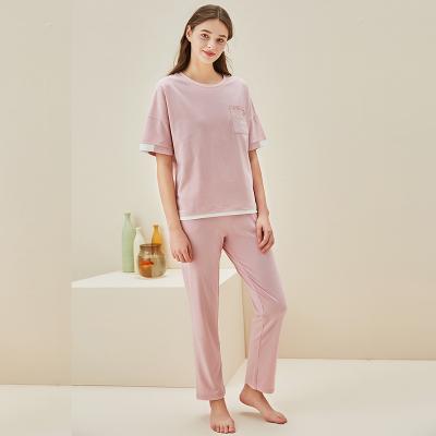 China Factory direct cotton bamboo women's breathable sleepwear wholesale pajama sets casual short sleeve pajamas set for women for sale