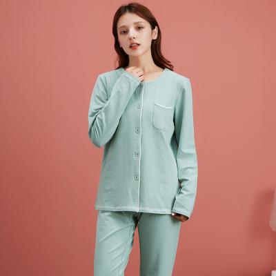 China Heat Release Cotton Terry Pajamas Sets Special Knitted Sleepwear Woman Lounge Use 225gsm Autumn Winter Women Pajamas Long Sleeve for sale