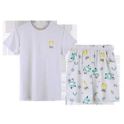 China High Quality Breathable Bamboo Sleepwear Kids Cotton In-stock Summer Shorts Sleeve Cotton Pajamas Set For Boys for sale