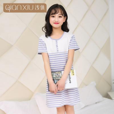 China Girls Breathable Pajamas Cotton Short Sleeve Sleep Dress For Kids Girls Sleep Use Children's Nightgown Nightgown for sale