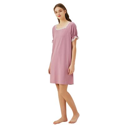 China Source Manufacturer Womens Night Gowns Summer Short Sleeve Breathable Night Gowns For Ladies Nightgown Casual Comfortable Sleep Dress for sale