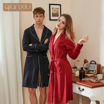 China Breathable Factory On Sales Wholesale Couples Bathrobes Cotton Pajamas Sleepwear Bathrobes For Men And Women for sale