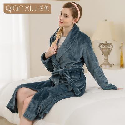 China Thermal In Stock Ladies Thermal Thick Bathrobes Lace Up Long Flannel Bathrobe Women Long Robes Women Luxury Winter Bathrobes for sale