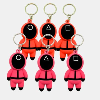 China Hot Wholesale Korean Rubber Key Ring Holders Coin Holder 2021 TV Series Character Doll Key Buckle Red Man Squi Key Chain Coin Holder for sale