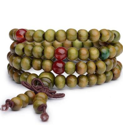 China Buddha beads 108*8mm India red sandalwood authentic lobular natural material yaks India old retro bone Buddha beads hand string bracelet for sale