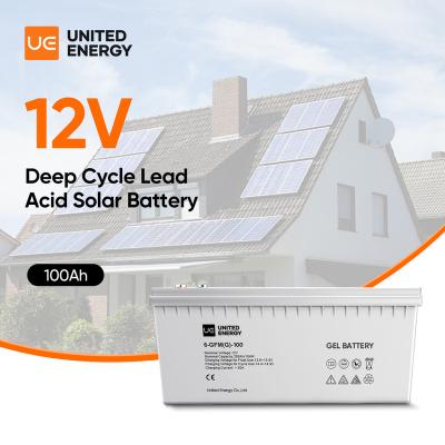 China Long Cycle Life Energy Solar Battery 100Ah 12V Lead Acid Battery AGM United Gel For Home Use for sale