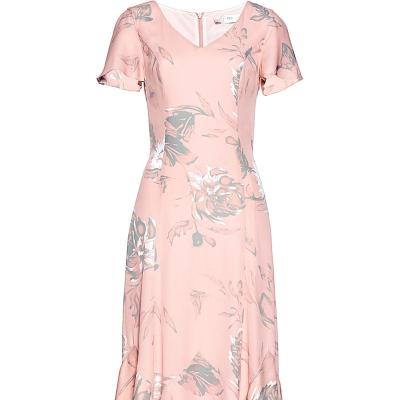 China Viable Ladies Dress Women's Fashion Poly Chiffon Floral Print Dress for sale