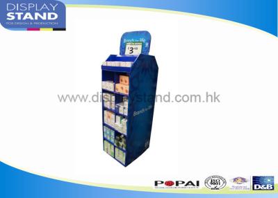 China 2 Sides Blue Cardboard Pallet Display With Paper Towel For Business Show for sale