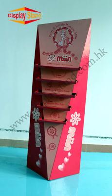 China Red Advertising Cosmetic Cardboard Display Stand Models with Five Layers for sale