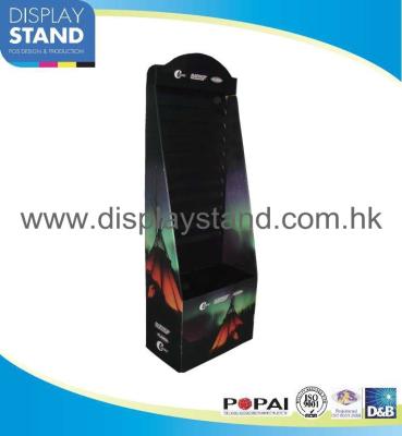 China Temporary Card Point of Purchases Floor Cardboard Display Stands with Metal Hooks for sale