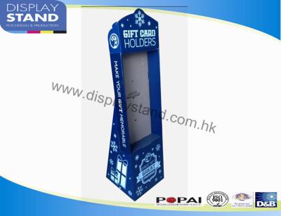 China Cardboard Floor Display Stand , Full color printing Display with Hooks for Gift Card Advertising for sale