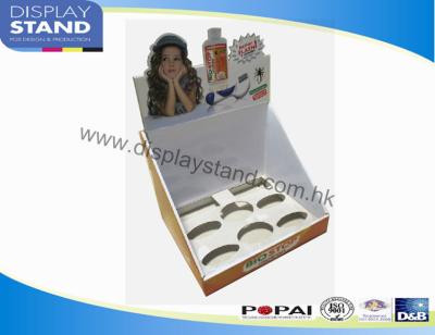 China POS Cardboard Counter Display Trays , Counter Displayer Display With Header Sign for sale