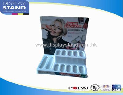 China Pop Up Cardboard Display Nail Polish Display Stand , Cosmetic Counter Tray for sale