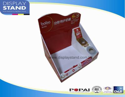 China Smart three side cardboard counter display with rotating base & with hooks for hanging products for sale