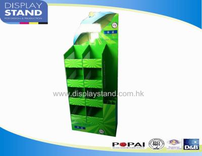 China Supermarket Retail Green Cardboard Floor Display Stand , POP FSDU For Umbrella for sale