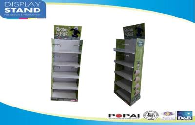 China Promotional 5 Shelf Retail Paper Cardboard Floor Display Stand with Acrylic Front for sale