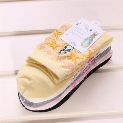 China Cheap patterned socks with cartoon embroiderying logo for women for sale