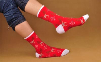 China High quality supersoft cotton socks in cartoon christmas design for lovers for sale