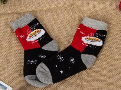 China 2015 Korean popular christmas santa claus design cosy cotton winter dress socks for girls for sale