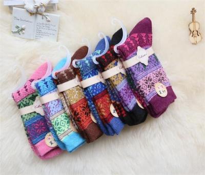 China 2015 Hot selling christmas patterned design eco-friendly winter wool dress socks for women for sale