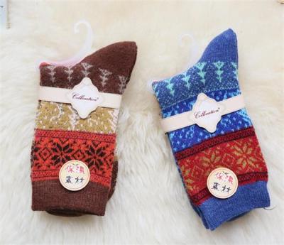 China Elegant christmas tree design anti-bacterial winter wool thick dress socks for female for sale