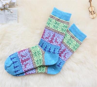 China Stunning christmas tree design anti-bacterial winter wool thick dress socks for female for sale