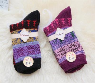 China Graceful christmas tree design high warmth winter wool thick dress socks for female for sale