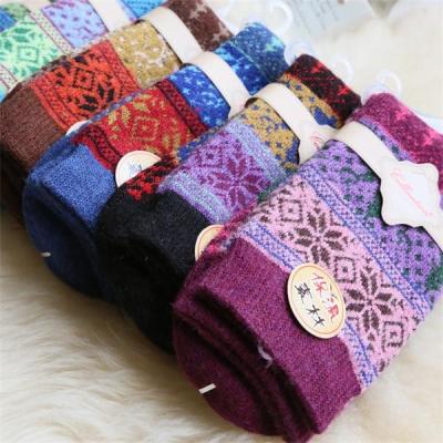 China Adults customized christmas tree patterned design winter wool thick dress socks for female for sale