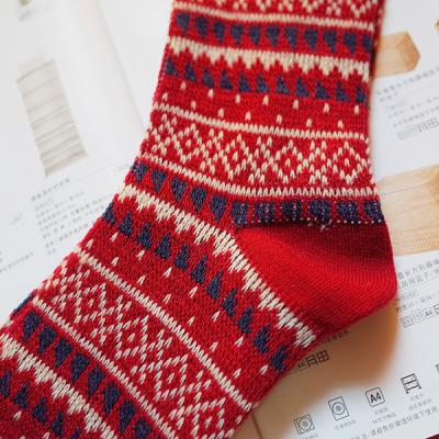 China Ethnic style christmas tree patterned design cozy cotton dress socks for promotion gifts for sale