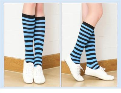 China Graceful funky stripe patterned design cozy polyester long stockings for ladies for sale