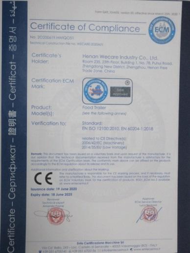 CE - Henan Wecare Industry Co., Ltd.