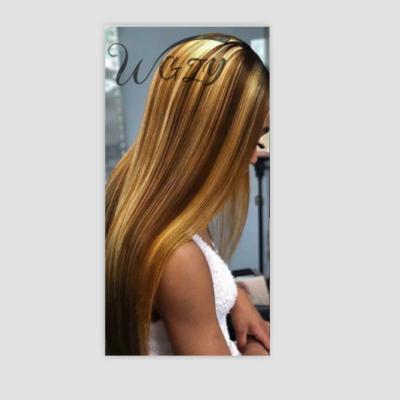 China 2021 Silky Straight Hair Highlight Lace Front Wig 4/27 Lace Front Straight Transparent Hair Wig for sale