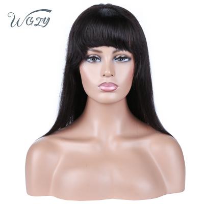 China Wholesale Wig Front Lace Wigs With Human Hair Silky Straight Machine Wave Extensions Virgin Hair Half Closure Wigs With Bangs for sale