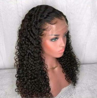 China Glueless Curly Deep Curly Raw Brazilian Hair Pre Plucked Hairline 4X4 5X5 Closure Wig With Baby Hair For Women for sale