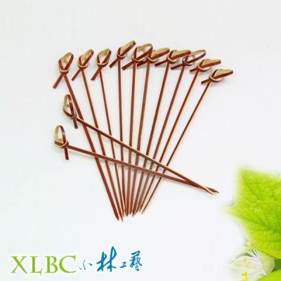 China Easily Cleaned 15cm Red Bamboo Knot Picks for sale