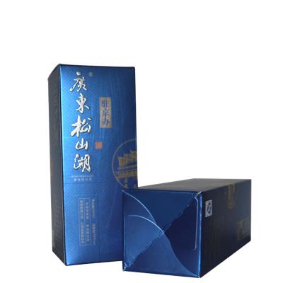 China Recyclable factory direct customized logo printed gift box deep industrial empty cardboard bottle packing bule card box for sale