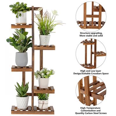 China 6 Layers Flower Stand Flower Pot Organizer Modern European Shelf Display Rack For Plant Indoor Wood Stand for sale