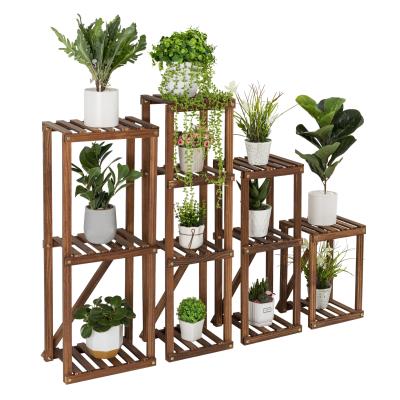 China Modern Plant Racks for Indoor Plants Garden Multi-Tiered Wooden Shelf Flower Shelf Rack Display Stands for sale