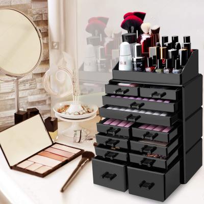 China Durable Black Acrylic Multistorage Drawers Makeup Organizer Storage Drawers Boxes for sale