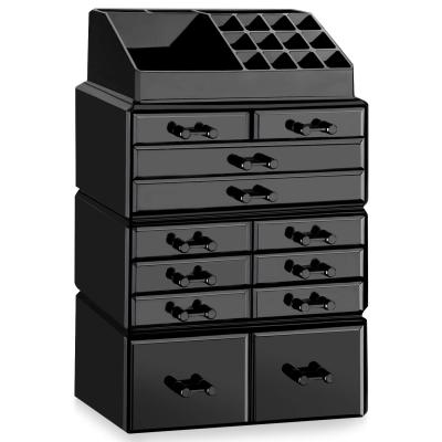 China New Style Viable High Quality Black12 Drawers Makeup Organizer Acrylic Cosmetic Storage Drawers for sale