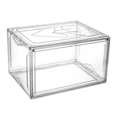 China Minimalist Transparent Collapsible Row Acrylic Shoe Box Stackable Plastic Shoe Storage Box Display for sale