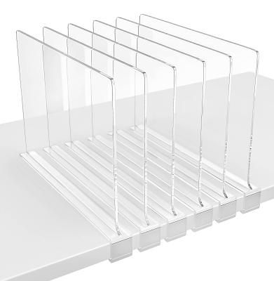 China Acrylic Drawer Dividers Organizer 6 Pack Clear Acrylic Home Use Cabinet Wardrobe Shelf Bookcase Divider Acrylic Partition for sale