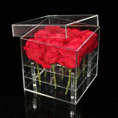 China Acrylic Display Box with Clear Acrylic Box Custom Rose Box Gift Pac, Flower Lid Acrylic Flower Box with Lid for sale