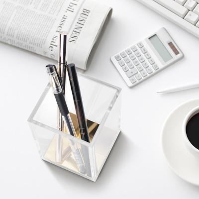 China Wholesale Acrylic Square Desktop Accessory Organizer Pen Holder Display Acrylic Pen Stand for sale