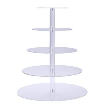 China White Sustainable Luxury Wedding 4 6 8 10 Inch Cake Tray Stand 4 Tier Organizer Showcase Acrylic Cake Display Cabinet for sale