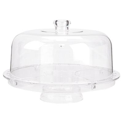 China Disposable Acrylic Cake Stand With Dome Cover Tray And Multifunctional Cake Serving Plate for sale