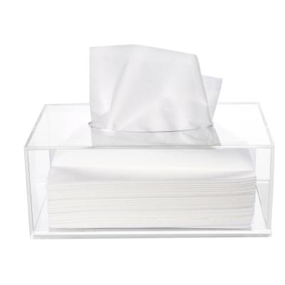 China Wholesale Minimalist Acrylic Tissue Box Modern Clear Facial Tissue Towel Organizer for sale