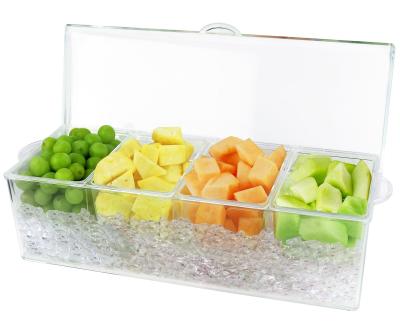 China Minimalist Clear Plastic Fruit Condiment Rack 4 Grids Compartment Condiment On Ice for sale