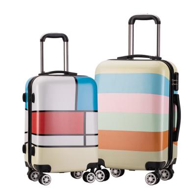 China Long-distance Travel Low Price Bag Travel Trolly ABS/PC Vertical Stripes Lugage Set 360 Degree Wheels Wholesale Suitcases 3 pcs sets Customize Suitca for sale